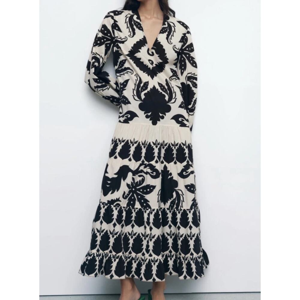 ZARA Printed Cotton Maxi Dress